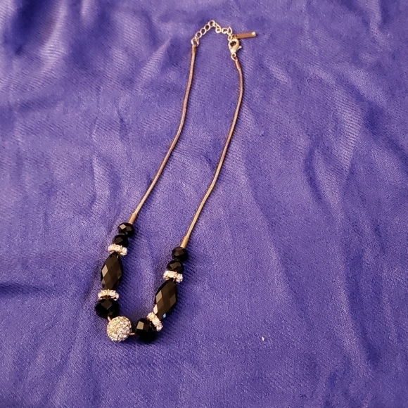 Nine West Black and Rhinestone Necklace - Picture 1 of 6